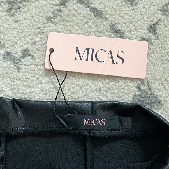 NWT Black faux leather pleather skirt tulip hem ruched side Micas brand Size L - Picture 4 of 11